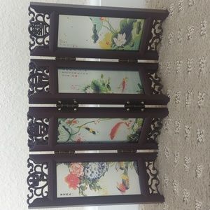 Asian Frame Glass Panel Decor